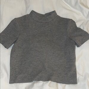 Zara Gray Mock Neck Top